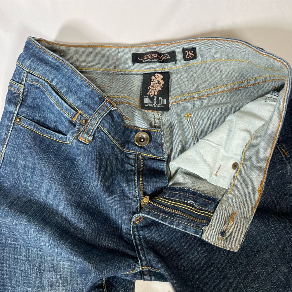 Ed Hardy Jeans by Christian Audigier “Love Kills Slowly” Y2K Denim Jeans Size 28 - Picture 6 of 10